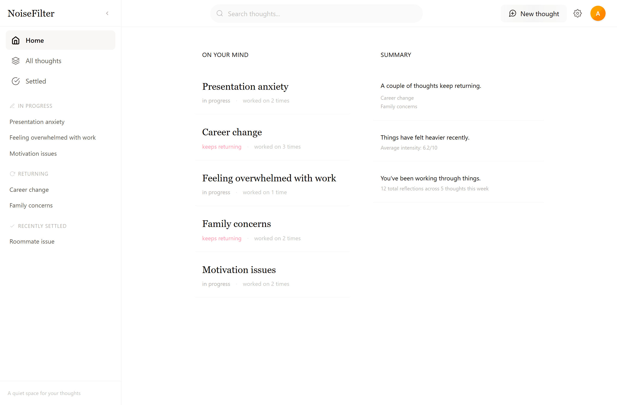 Noisefilter Dashboard
